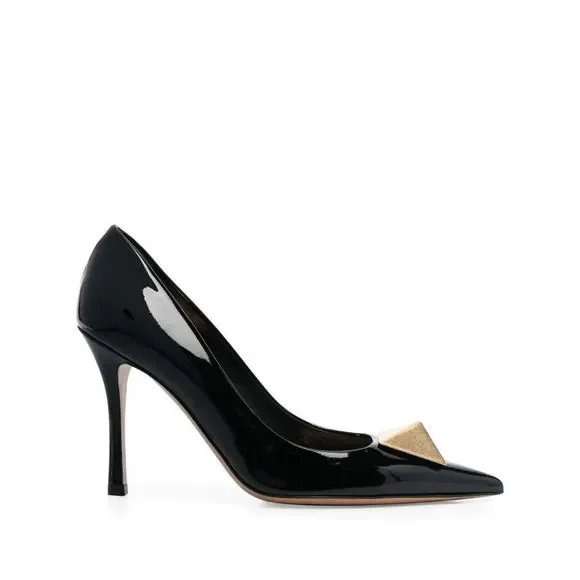 Valentino Garavani One Stud 100mm Pointed-toe Patent Leather Pumps EU 40 Black - Picture 4 of 11